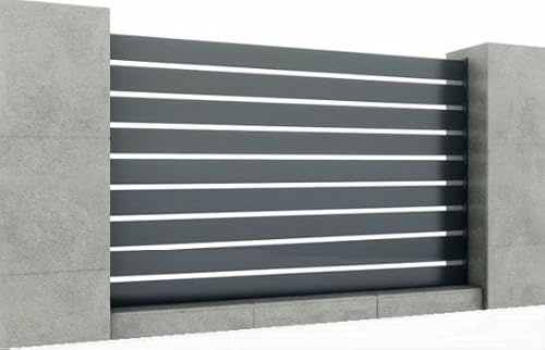 Aluminium Gartenzaun mit Latten, Anthrazit RAL 7016, Wartungsfrei, Einfache Montage (1,7 x 2,5 m/Latte 20 x 120 mm)