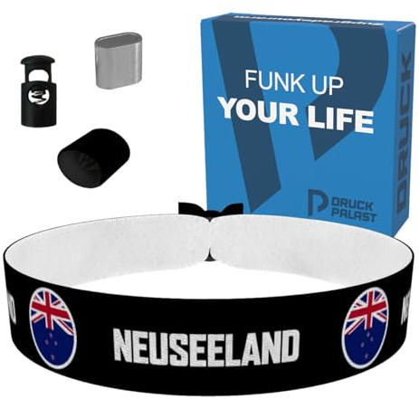 Neuseeland runde Flaggen Stoffarmband - Wasserfestes Satin Armband - Neuseeland Fanarmband - Geschenkideen für Sport-Events - Unisex Armband - Neuseeland Merchandise - Teamgeist