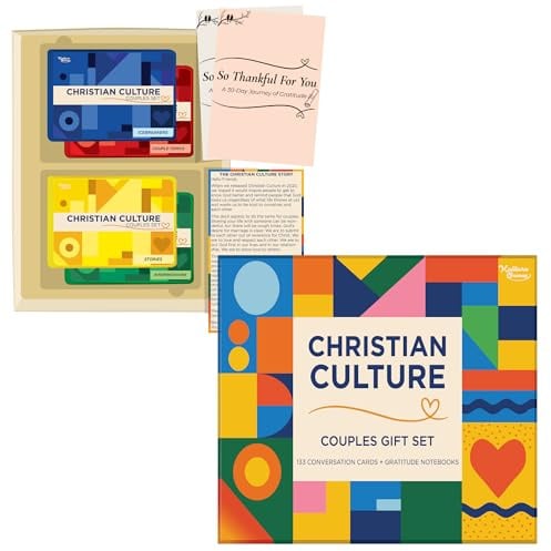 Kulture Games Christian Couples Card Game - 133 Faith-Based Conversation Cards with 2 Gratitude Notebooks + Date Night Adventures - Couples Game for Adults, Wedding Set