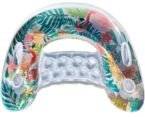 Sillón inflable de piscina para adultos con soporte para bebidas, respaldo ergonómico y asa, estilo cisne para piscina, playa y fiesta de verano (resistente a los rayos UV, PVC resistente)-XL