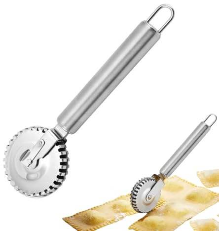 NOPVUFA Roulette Coupe Pate Patisserie, Roulette Raviolis en Acier Inoxydable Coupe Pizza Boulette Dentelle Fabrication Rouleau Coupe-Pâte Outil Coupe-Pâtisserie pour la Maison et Cuisine