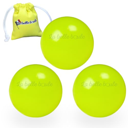 La belle boule® | 3 Cochonnets fluorescents en Résine Haute Visibilité pour Pétanque + Pochette – Boule de Pétanque, Cochonnet Lumineux, Accessoire Pétanque Intérieur ou Extérieur