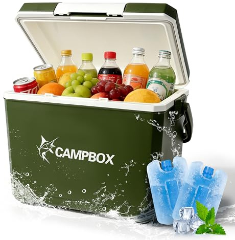 JONRRYIN Nevera Pasiva 24L, Nevera Portátil con 2 Acumuladores de Frio, Mantiene el Frío hasta 12h, Portátil Térmica Rígida para Playa, Camping, Picnic, Excursiones