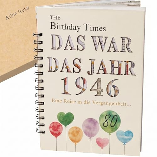 the lazy panda card company Das Jahr, das 1946 war - Karte Buch zum 80. Geburtstag mit Details zum Geburtsjahr Geburtstagskarte (1946)