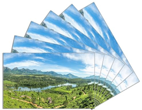 Wallario 6er Set Frühstücksbrettchen aus Glas, Glasunterlage, Glasbrettchen Flusstal inmitten grüner Hügellandschaft, Größe 14 x 23 cm, Sicherheitsglas