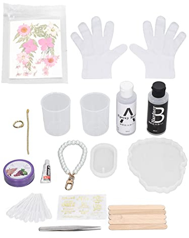 Mavaol – Kit de dessous de verre en résine, bricolage artisanal, Kit de conservation de fleurs en Silicone réutilisable, moule en résine avec autocollants de fleurs séchées (Pink Set)