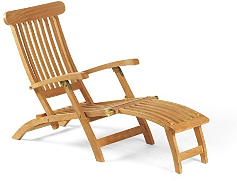 Sonnenpartner Manhattan Liegestuhl mit Verstellbarer Rückenlehne, Teakholz, 192 cm