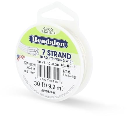 Beadalon 0.61 mm Diameter 9.2 m Reel 7 Strand Wire, Silver