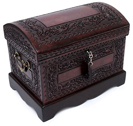 NOVICA Colonial Schmuckkästchen aus Holz und Leder, Braun Colonial Treasure