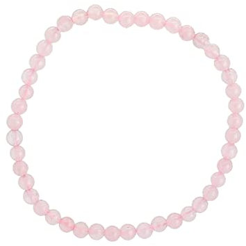 budawi® - Rosenquarz Edelstein Armband 4 mm Kugeln auf Stretchband