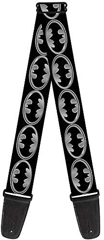 Guitar Strap Batman Shield Black Silver 2 Inches Wide
