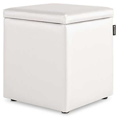 Happers Hocker mit Stauraum aus Kunstleder Weiß für das Wohnzimmer oder Schlafzimmer