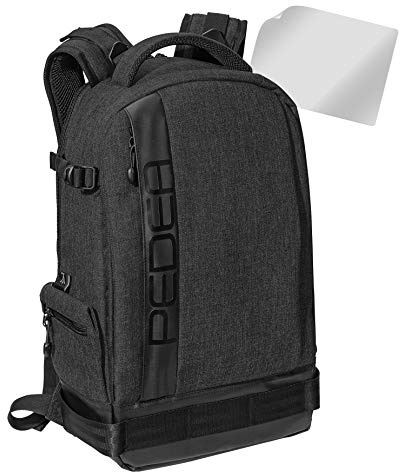 PEDEA DSLR-Kamerarucksack Fashion mit Displayschutzfolie für Fujifilm XF10 / Sony Alpha 5000 / Canon EOS 5D Mark IV 6D 600D 700D / Nikon D5000 D5100 D7200 / Panasonic Lumix DMC G5 GF7, schwarz