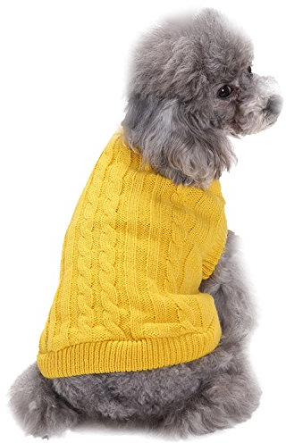 Boodtag Hunde Pullover Weich Warm Strickpullover Haustier Bekleidung Rollkragen Hundepulli Chihuahua Teddy Dog Gestrickt Weste Rot Rosa Blau Braun Gelb