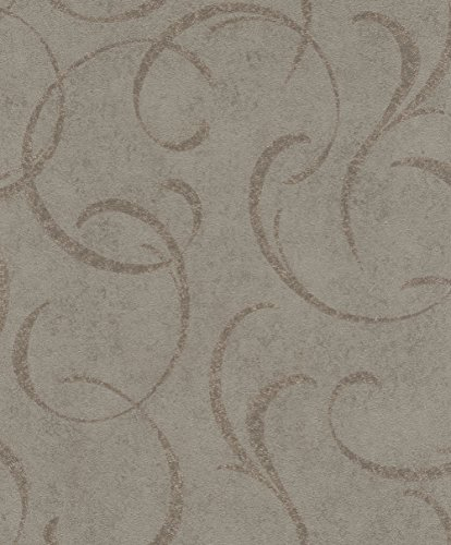 rasch Tapete 467659 aus der Kollektion Vincenza – Vliestapete in Braun mit glänzendem Muster – 10,05m x 53cm (L x B)