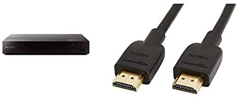 Sony BDPS1700B.CEK SMART Blu-Ray and DVD Player with Built-In Apps (new for 2016) - Black & Amazon Basics High-Speed 4K, Ultra HD, HDMI 2.0 Cable - 0.9m / 3 Feet (Latest Standard)