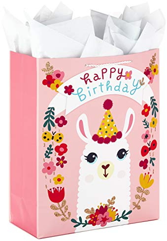 Hallmark 5WDB1150 Extra große Geschenktüte mit Seidenpapier (Llama-Geburtstag) Geschenkbeutel, Papier, XL Lama