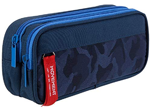 YONZONE Pencil Case, Large Capacity Pencil Cases Big Storage Pencil Bag Pen Pouch for Boys Girls, Portable Office Stationary Organiser Supplies Makeup Bag with 3 Multi Compartments, Navy Blue