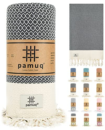 pamuq Strandtuch XXL Saunatuch Badetuch Hamamtuch Groß Baumwolle Duschtuch Pestemal Handtuch Fouta Pareo Yoga Decke Sporttuch Sarong Herren Damen