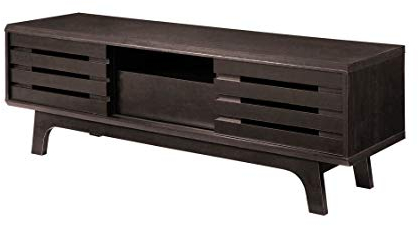Timber Art Design UK TV Cabinet Unit with Sliding Slatted Door + Drawer & Shelf for Media Devices Storage Modern Furniture for Living Room, Office, Hallway in Wenge Wood, W140cm x H45cm x D40cm