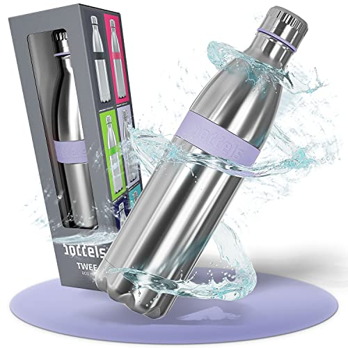 Boddels Trinkflasche Edelstahl 800ml mit rutschfestem Griff, Isolierflasche für Outdoor, doppelwandige Flasche, geeignet für Kohlensäure, Kinder