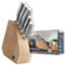 RICHARDSON SHEFFIELD SENSE MESSERBLOCK | inklusive 5 Messern | aus Kiefernholz | einfaches Entnehmen | rutschfeste Griffe mit Mikrotextur | Küchenmesser Set | Messerset mit Block | 36 x 25 x 9 cm