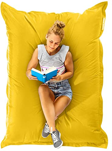 Green Bean Sitzsack XXL 140x180cm 380 Liter Kinder & Erwachsene Bean Bag EPS Perlen Füllung Riesensitzsack Groß Draußen Outdoor Liegekissen Waschbar Wetterfest Lounge Sitzkissen Bodenkissen Gelb