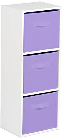 Hartleys 3 Tier White Cube Unit - Light Purple Storage Boxes
