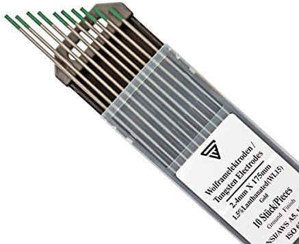 STAHLWERK Wolframelektroden WIG Ø 2,4 x 175 mm – WP Grün – 10 Stück, Schweißelektroden, langlebig, stabil und belastbar, für Stahl, Edelstahl, Alu, Kupfer, universell für alle gängigen WIG-Geräte