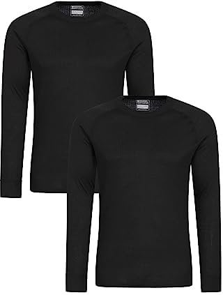 Mountain Warehouse Talus Mens Long Sleeved Baselayer Multipack - Isotherm, Lightweight, Warm - Best for Winter, Skiing, Snowboarding Black (2 Pack) XL