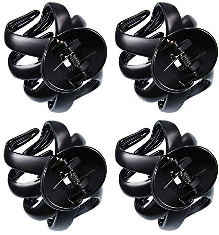 Pinces à Cheveux pour Femmes,4 Pièces Grande Pinces Cheveux en Plastique Grosse Poulpe Griffe à Cheveux pour Femmes avec Cheveux épais,Noir