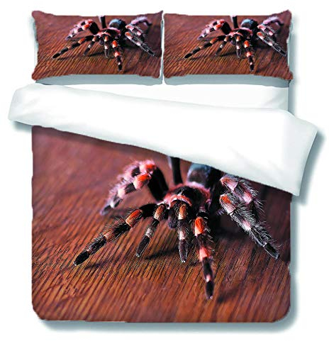 NBSZZDKL Bettbezug bettwäsche Set 3 Teilig 135x200cm 3D Digitales Drucken Spinne Bettbezug Weiche Microfaser Hypoallergen,Bettbezug Set mit Reißverschluss und 2 Kissenbezüge