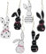 RiloStore 12 STK Holzhasen Anhänger schwarz Weiss Happy 14x6cm Osterhasen Hänger Deko Hasen Gesteckschmuck n100 Häschen Punkte Dekohasen Holzhase 2x6er Set