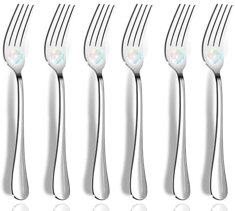 Lot de 5 fourchettes de table en acier inoxydable de qualité alimentaire, 20,3 cm, finition miroir et passe au lave-vaisselle, utilisation pour la maison, la cuisine ou le restaurant