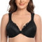 CASOLACE Women's Sexy Lace Plus Size Underwired Unlined Front Fastening Bras Black 38C