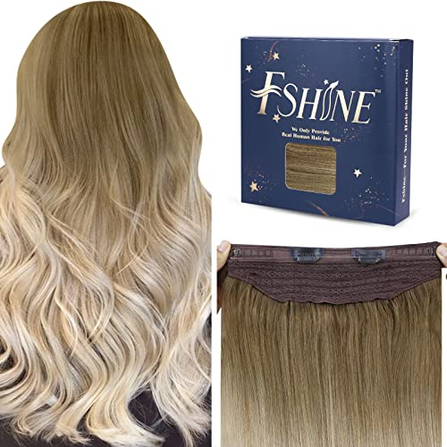 Fshine Flip in Extensions Echthaar 35cm Secret Extensions Echthaar Aschbraun mit Übergängen zu Platinblond und Aschblond Farbe 8 60 18