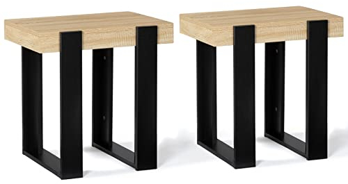 IDMarket - Lot de 2 Tables de Chevet Phoenix Tables d'appoint Bois et Noir