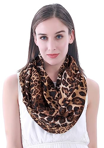 Damen Schlauchschal mit Leopardenmuster, leicht, Braun, Schwarz, Weiß, One size