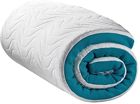 Komfortec Topper 90x200cm - 5 cm hoch, Visco Memory Schaum Matratzentopper mit 4 Eckgummis für Boxspringbetten, Waschbarer Aloe Vera Bezug White