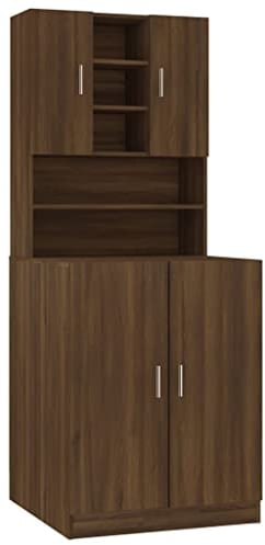 vidaXL Armario de Lavadora Cuarto de Baño Aseo Inodoro Secadora Estantería Estante Muebles Colada Almacenaje Madera Contrachapada Color Roble Marrón