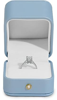 Oirlv Blue Ring Box with Soft Lining Engagement Ring Box