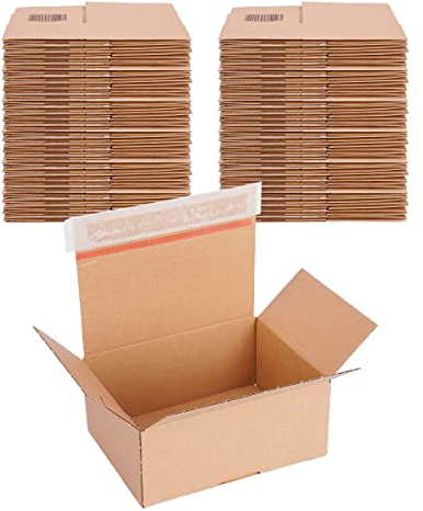 verpacking Automatik Karton 160 x 130 x 70 mm Braun (Außenmaß 165 x 135 x 75 mm) VP 10 Versandkartons mit selbstklebendem Deckel stabile Kartonagen (120 Stück)