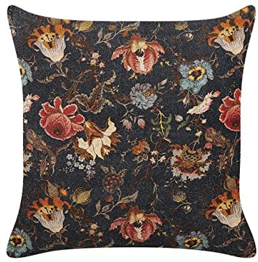 Beliani Dekokissen mit Füllung Blumenmuster Samt bunt 45 x 45 cm Modern Ramonda