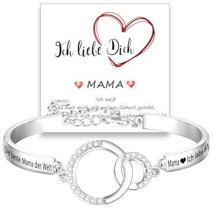 Lwkeay Geschenke für Mama - Muttertagsgeschenk - Gravur 925 Sterling Silber Halskette Geschenke für Mutter, Beste Mutti Schmuck zum Muttertag Geburtstag Weihnachten