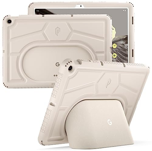 Poetic TurtleSkin Series for Google Pixel Tablet Case 11 inch (2023), Heavy Duty Shockproof Rugged Kids Friendly Drop Protection Silicone Cover Case, Porcelain