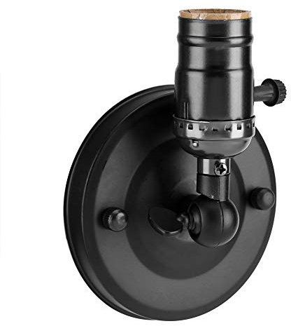 Headerbs Portalampada, Portalampada Vintage E27 Lampada da Parete con Interruttore per Uso Domestico e Decorazione 220V (Nero)