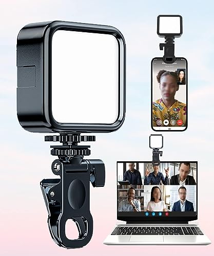 Selfie Licht mit Clip,Videoleuchte mit 1200mAh Akku, Foto Licht 3000K-6000K Farbtemperatur Helligkeit Einstellbar CRI 96+, 3 Lichtmodi, Mini Videolicht für Handy, Tablet, iPad, Laptop, YouTube, TikTok