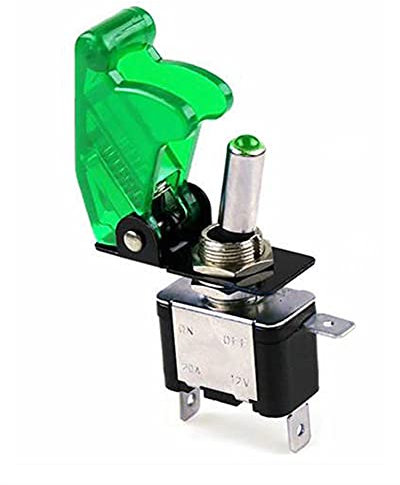 AVFORA Auto-Boots-LKW-beleuchteter LED-Kippschalter mit Sicherheits-Flugzeug-Flip-Up-Abdeckungsschutz 12V20A Transparente Schalter (Color : Green)