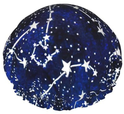 Glow In The Dark Print Waterproof Shower Cap, Double Layer Waterproof Shower Cap, Reusable Shower Cap
