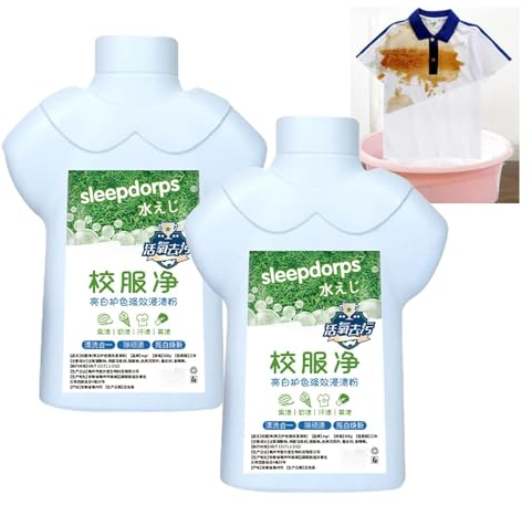 Alapek Effizientes leicht zu reinigendes Waschpulver, aktiver Sauerstoff-Fleckenentferner, konzentrierter Sauerstoff-Waschmittel, bleich- und giftfrei, entfernt Öl, Farbe (2 Stück)